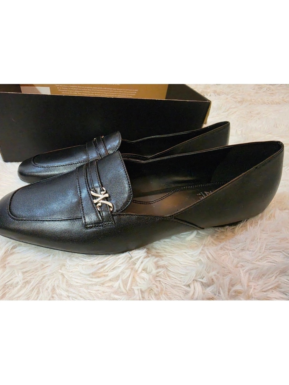 NIB Naturalizer Create Black Leather Slip On Loafers Women's 7M Square Toe - Picture 11 of 15
